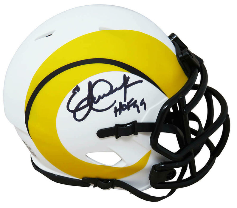 Eric Dickerson Los Angeles Rams Signed Lunar Eclipse White Riddell Mini Helmet w/HOF'99 SCHWARTZ (St. Louis)
