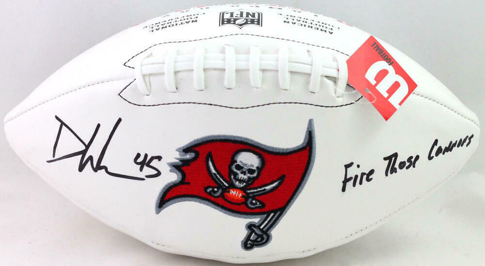 Devin White Tampa Bay Buccaneers Signed Tampa Bay Bucs Wilson Logo Football with Insc (BAS COA)