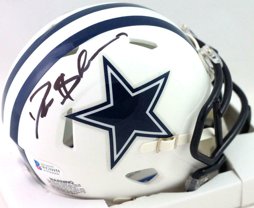 Deion Sanders Autographed Dallas Cowboys Flat White Mini Helmet- (BAS COA)