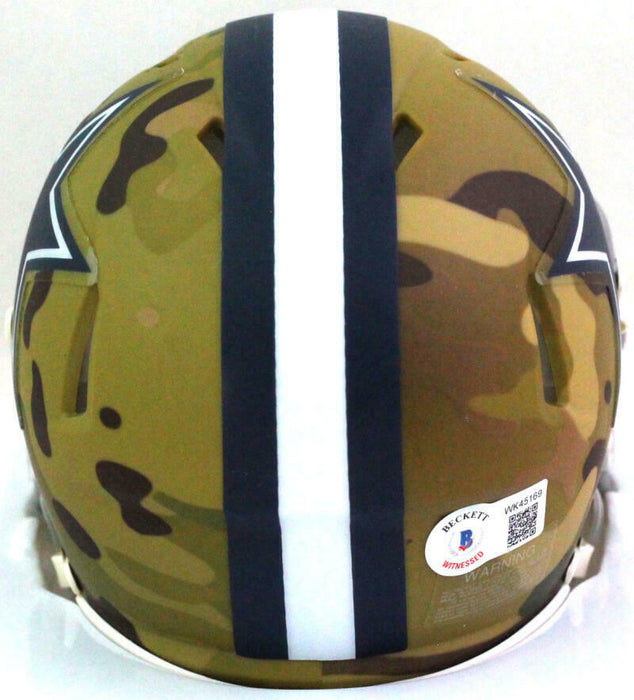 Ezekiel Elliott Autographed Dallas Cowboys Camo Mini Helmet- (BAS COA)