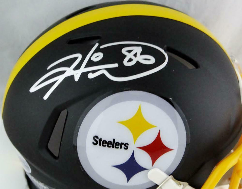 Hines Ward Pittsburgh Steelers Signed Pittsburgh Steelers Flat Black Mini Helmet *Silver (BAS COA)