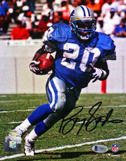 Barry Sanders Detroit Lions Signed Detroit Lions 8x10 FP Running Photo (BAS COA)