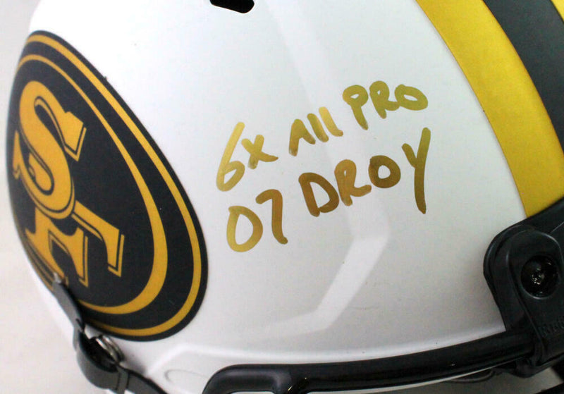 Patrick Willis San Francisco 49ers Signed 49ers Lunar Authentic Full-sized Helmet with 3 Insc *Gold (BAS COA)