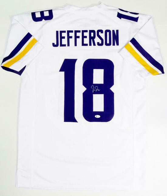 Justin Jefferson Authentic Signed White Pro Style Jersey BAS Witnessed