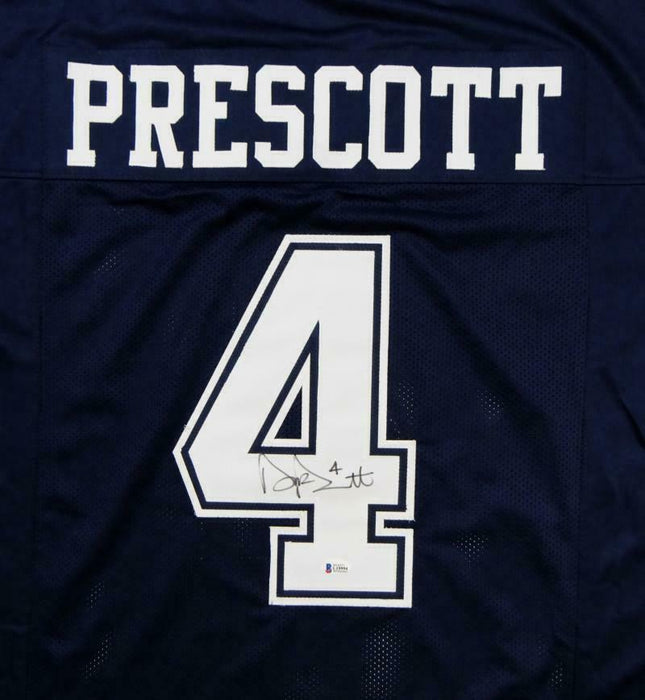 Dak Prescott Autographed Blue Pro Style Jersey (BAS COA)