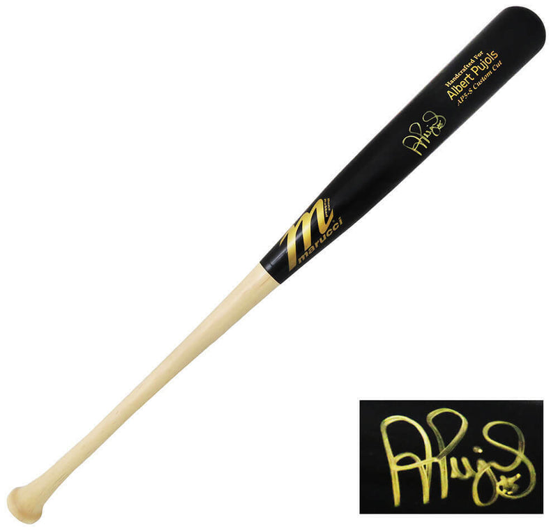 Albert Pujols Los Angeles Angels Signed Marucci Game Model Black Name Engraved Bat (BAS COA)