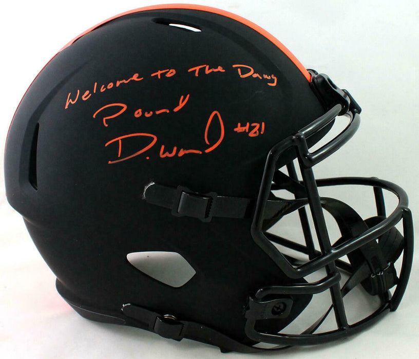 Denzel Ward Cleveland Browns Signed F/S Eclipse Speed Helmet (JSA COA)