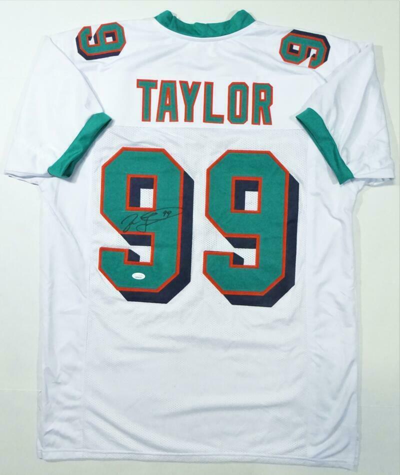 Jason Taylor Miami Dolphins Signed White Pro Style Jersey (JSA COA)