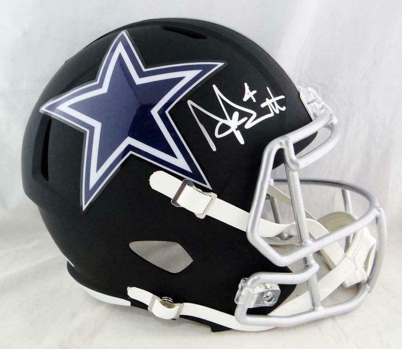 Dak Prescott Dallas Cowboys Signed F/S Flat Black Helmet (BAS COA)