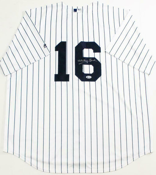 thejerseysourceautographsthejerseysourceautographs Whitey Ford New York Yankees Signed New York Yankees White P/S Majestic Jersey *6 (BAS COA)