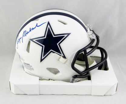 Roger Staubach Signed Dallas Cowboys Flat White Mini Helmet-(BAS COA)