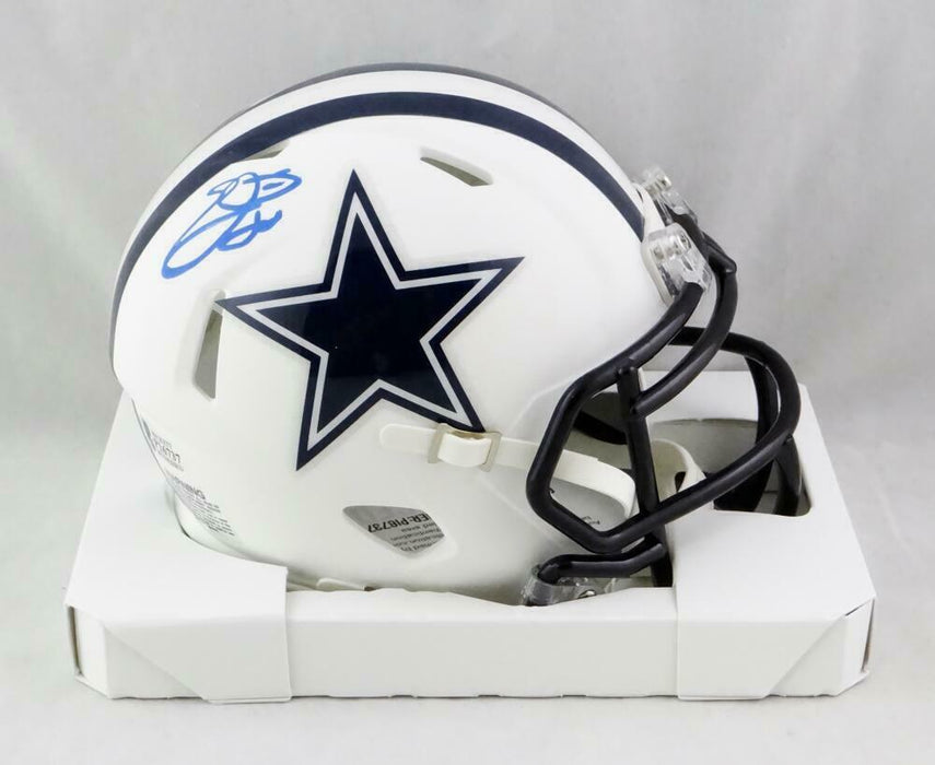 Emmitt Smith Dallas Cowboys Signed Flat White Mini Helmet (BAS COA)