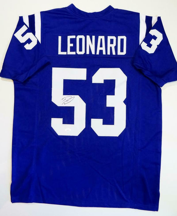 Darius Leonard Autographed Blue Pro Style Jersey (JSA COA)