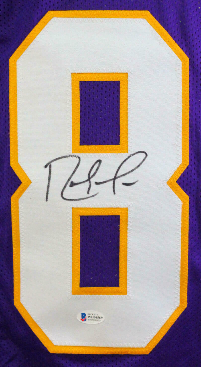 Randy Moss Minnesota Vikings Autographed Purple Pro Style STAT Jersey- (BAS COA)