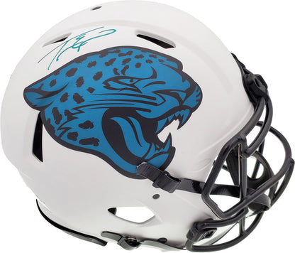 Travis Etienne Jacksonville Jaguars Signed F/S Lunar Eclipse White Authentic Helmet QR 194879 (BAS COA)