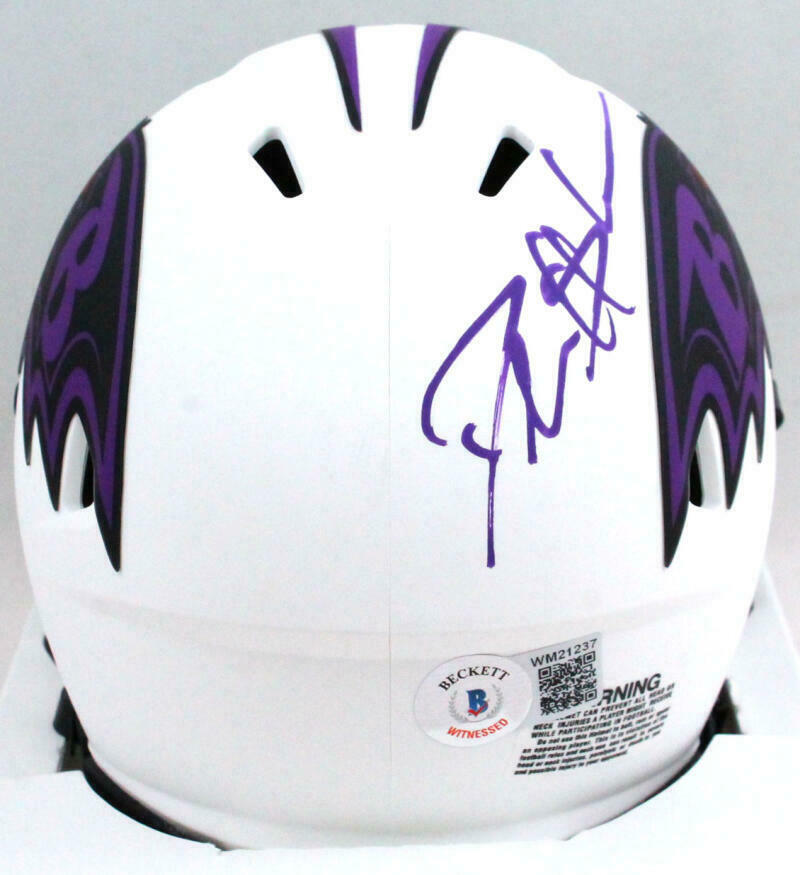 Deion Sanders Baltimore Ravens Signed Lunar Mini Helmet (BAS COA)
