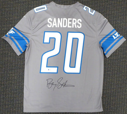 BARRY SANDERS DETROIT LIONS AUTOGRAPHED SIGNED GRAY NIKE JERSEY SIZE L 191118 (BAS COA)