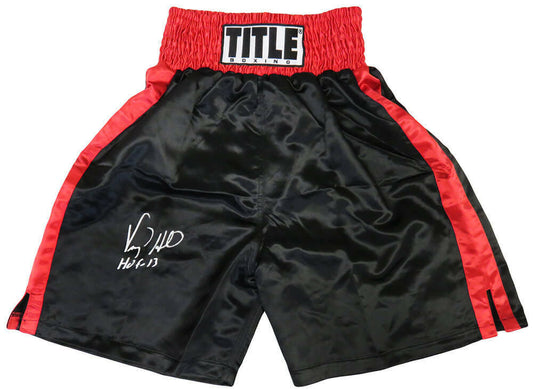 Virgil Hill Signed Title Black & Red Trim Boxing Trunks w/HOF'13 (SS COA)