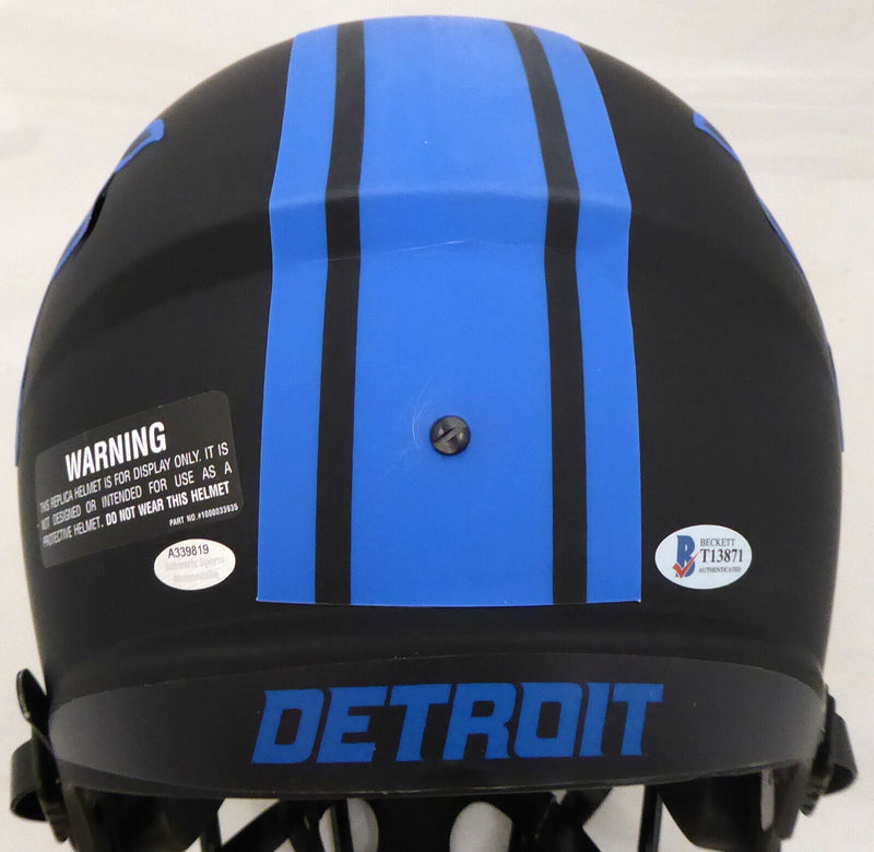 BARRY SANDERS DETROIT LIONS AUTOGRAPHED LIONS BLACK ECLIPSE FULL SIZE HELMET 177666 (BAS COA)
