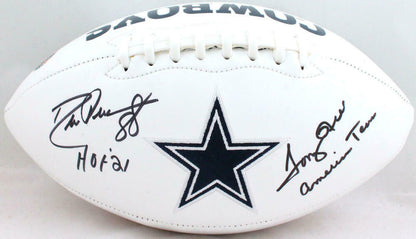 Drew Pearson Tony Hill Signed Dallas Cowboys Logo Football w/2 Insc- (BAS COA)