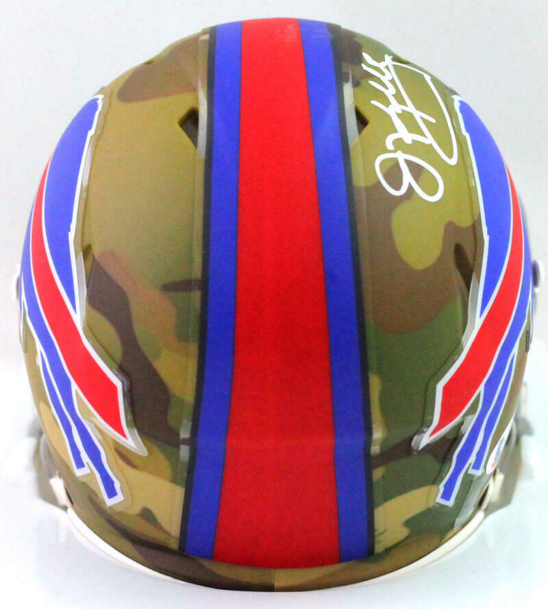 Jim Kelly Buffalo Bills Signed Camo Mini Helmet (BAS COA)