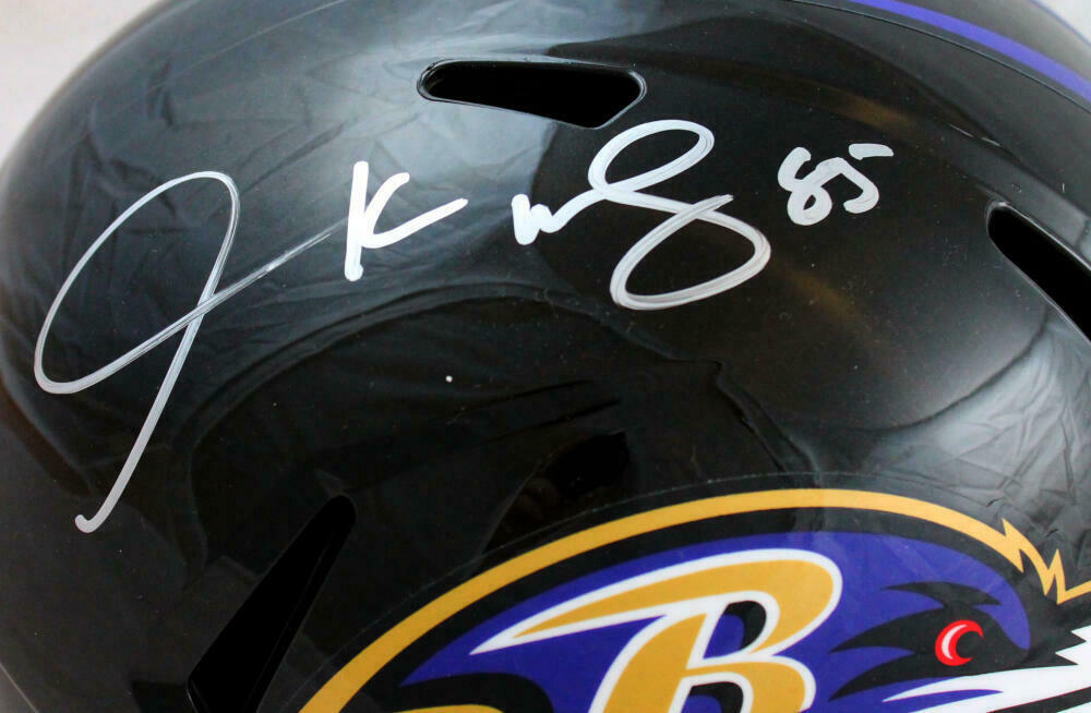 Derrick Mason Baltimore Ravens Signed F/S Speed Helmet (BAS COA)
