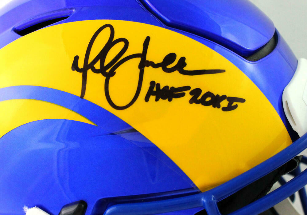 Marshall Faulk Los Angeles Rams Signed LA Rams Full-sized SpeedFlex Helmet with HOF *Black BAS COA (St. Louis)