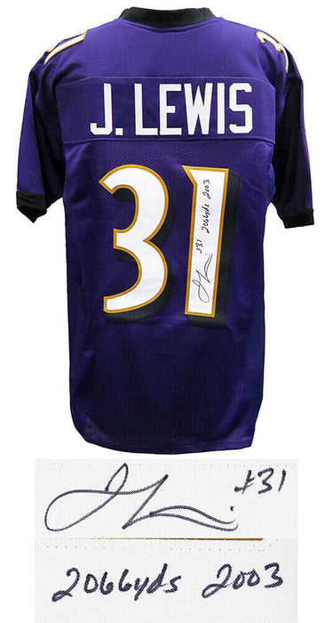 Jamal Lewis Baltimore Ravens Signed Purple Throwback Football Jersey w/2,066 Yds 2003 (SS COA)