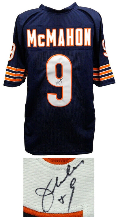 Jim McMahon CHICAGO BEARS Signed Navy Custom Throwback Jersey (SS COA)