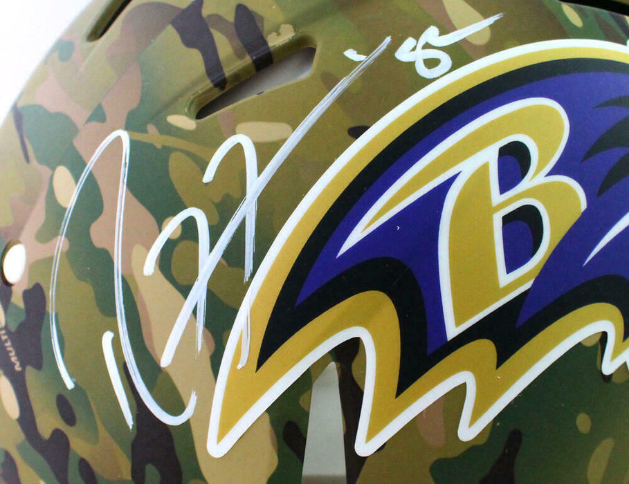 Ray Lewis Baltimore Ravens Signed F/S Camo Authentic Helmet (BAS COA)