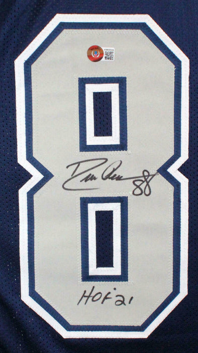 Drew Pearson Autographed Dallas Cowboys Blue Pro Style Jersey w/ HOF- (BAS COA)