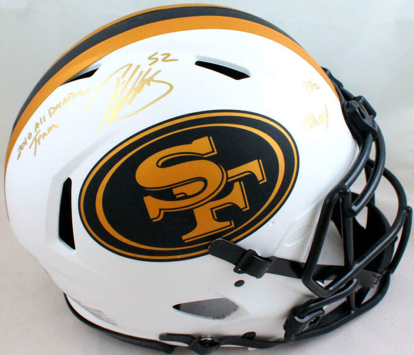 Patrick Willis San Francisco 49ers Signed 49ers Lunar Authentic Full-sized Helmet with 3 Insc (BAS COA)