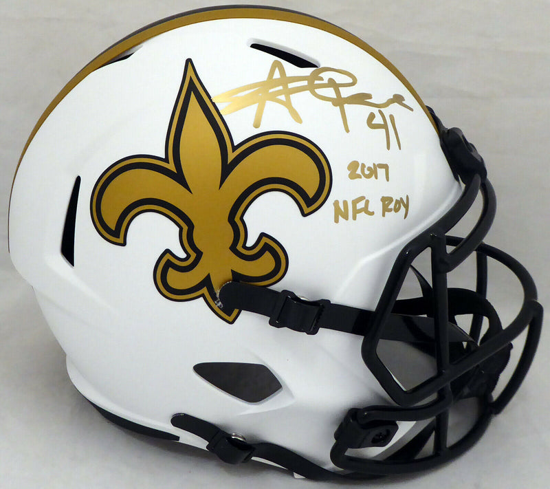 Alvin Kamara New Orleans Saints Signed Saints Lunar Eclipse Full-sized Helmet with ROY QR 193490 (BAS COA)