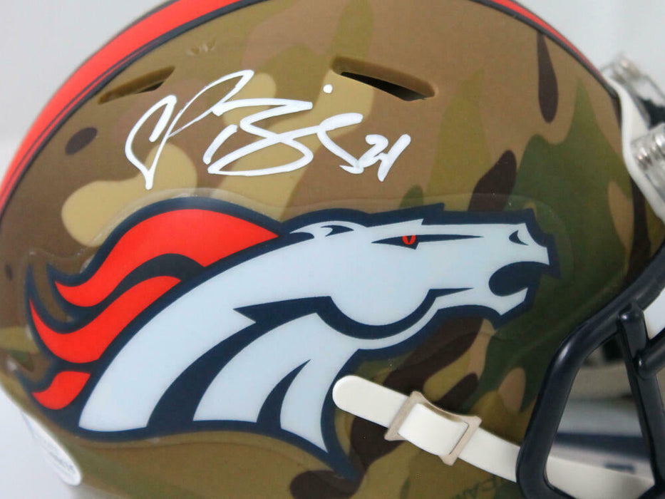 Champ Bailey Denver Broncos Signed Camo Speed Mini Helmet (BAS COA)