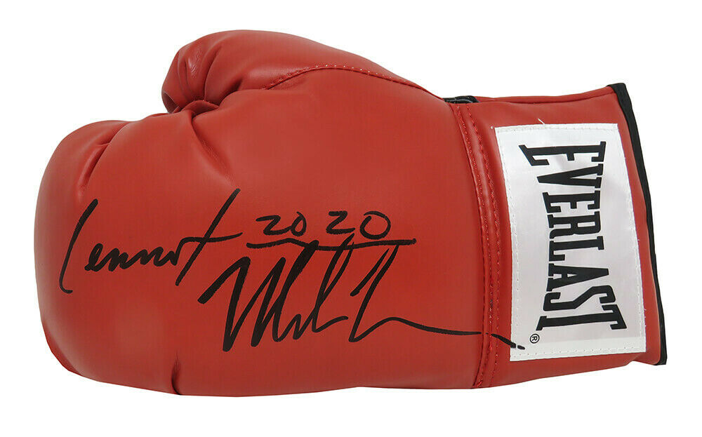 Mike Tyson & Lennox Lewis Signed Everlast Red Boxing Glove (SS COA)