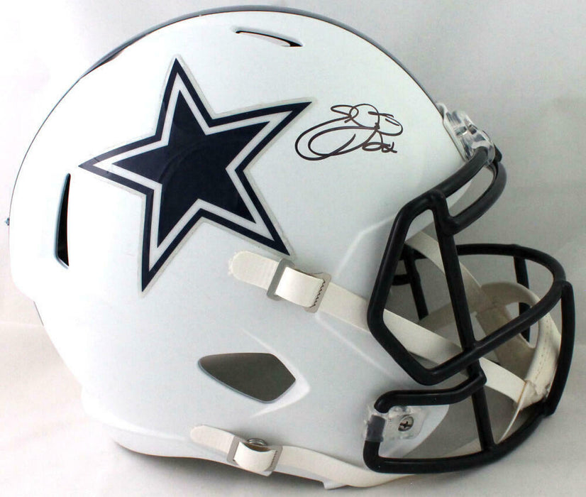 Emmitt Smith Dallas Cowboys Signed F/S Flat White Speed Helmet (BAS COA)