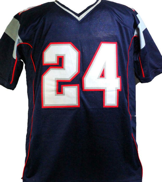 Ty Law New England Patriots Autographed Blue Pro Style STAT Jersey- (BAS COA)