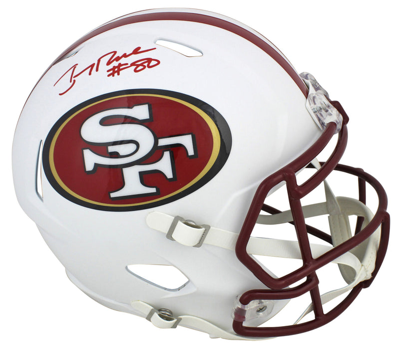 Jerry Rice San Francisco 49ers Signed Flat White Full-sized Speed Replica Helmet (BAS COA)