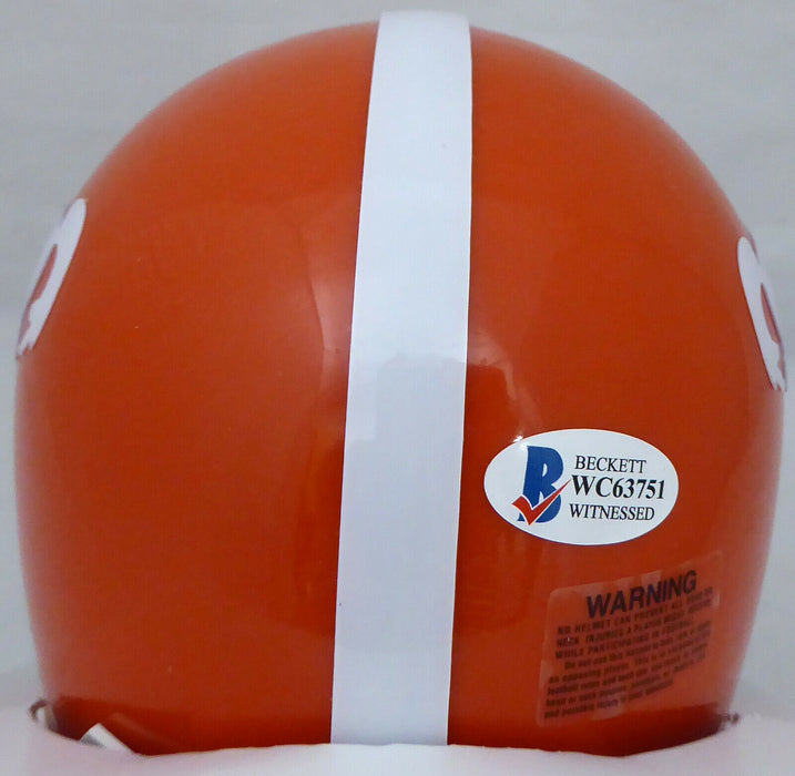 STEVE ATWATER DENVER BRONCOS AUTOGRAPHED BRONCOS THROWBACK ORANGE MINI HELMET 178096 (BAS COA)