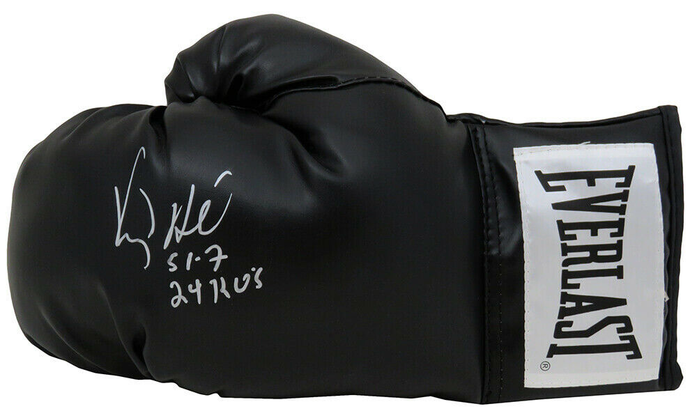 Virgil Hill Signed Everlast Black Boxing Glove w/51-7, 24 KO's (SS COA)
