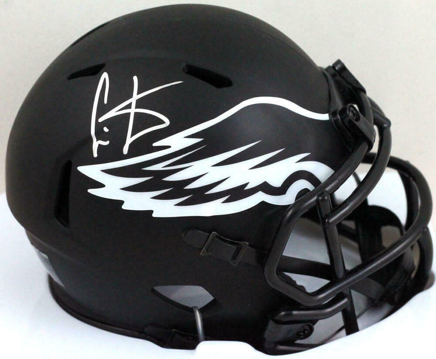 Cris Carter Philadelphia Eagles Signed Eagles Eclipse Speed Mini Helmet *Silver (JSA COA)
