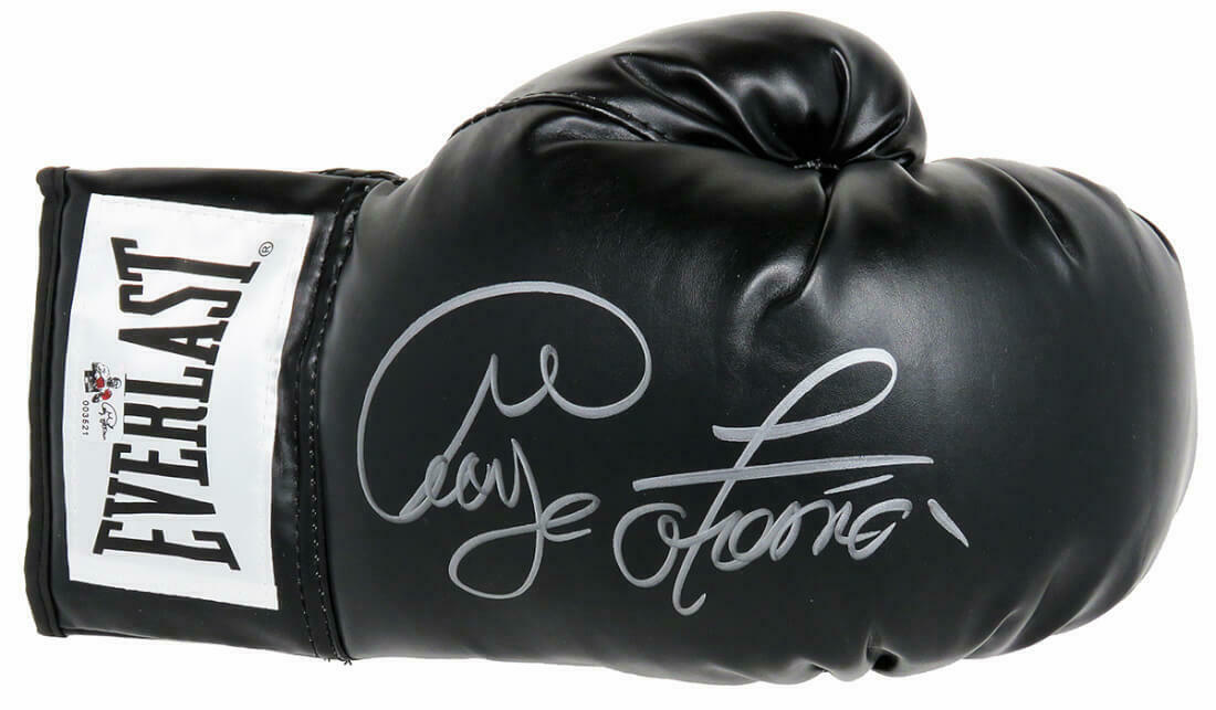 George Foreman Signed Everlast Black Full Size Boxing Glove (SS COA)