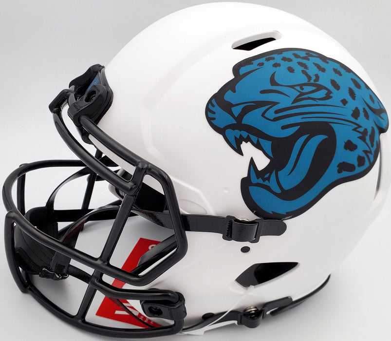 Travis Etienne Jacksonville Jaguars Signed F/S Lunar Eclipse White Authentic Helmet QR 194879 (BAS COA)