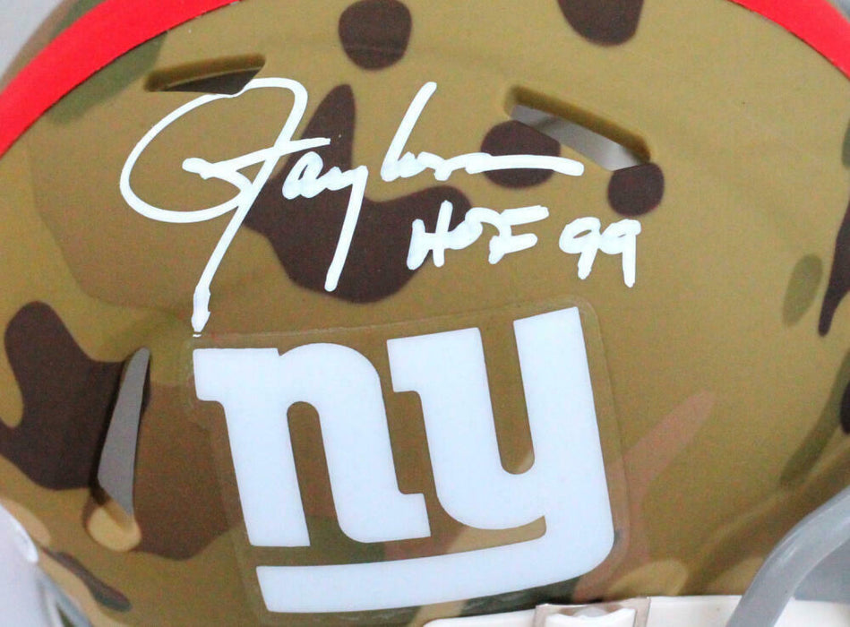 Lawrence Taylor New York Giants Signed NY Giants Camouflage Mini Helmet with HOF *White (BAS COA)