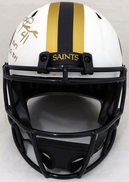 Alvin Kamara New Orleans Saints Signed Saints Lunar Eclipse Full-sized Helmet with ROY QR 193490 (BAS COA)