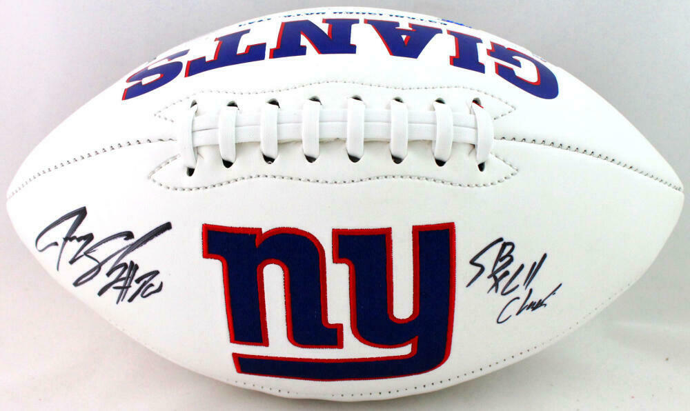 Jeremy Shockey New York Giants Signed Logo Football w/ SB Champs (JSA COA)