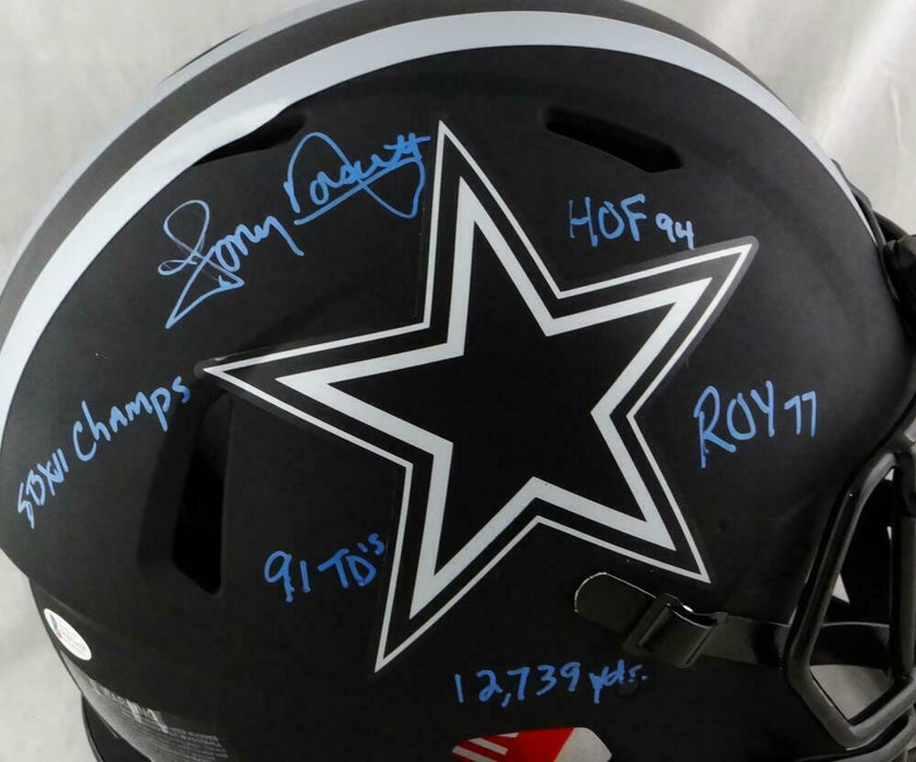 Tony Dorsett Signed Dallas Cowboys F/S Eclipse Speed Authentic Helmet w/5 I(BAS COA)