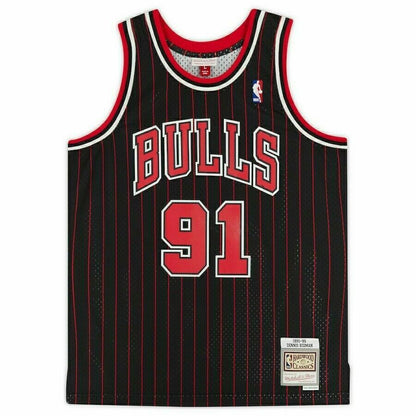 DENNIS RODMAN Chicago Bulls Signed Pinstripe Mitchell & Ness Jersey (FAN COA)