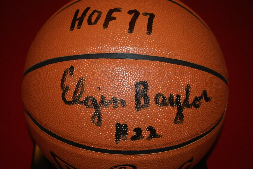 ELGIN BAYLOR Los Angeles Lakers signed Basketball HOF 77 2 (BAS COA)