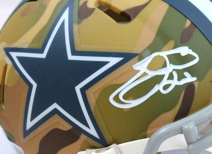 Emmitt Smith Autographed Dallas Cowboys Camo Speed Mini Helmet - BAS COA